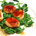 Scallops over Spinach